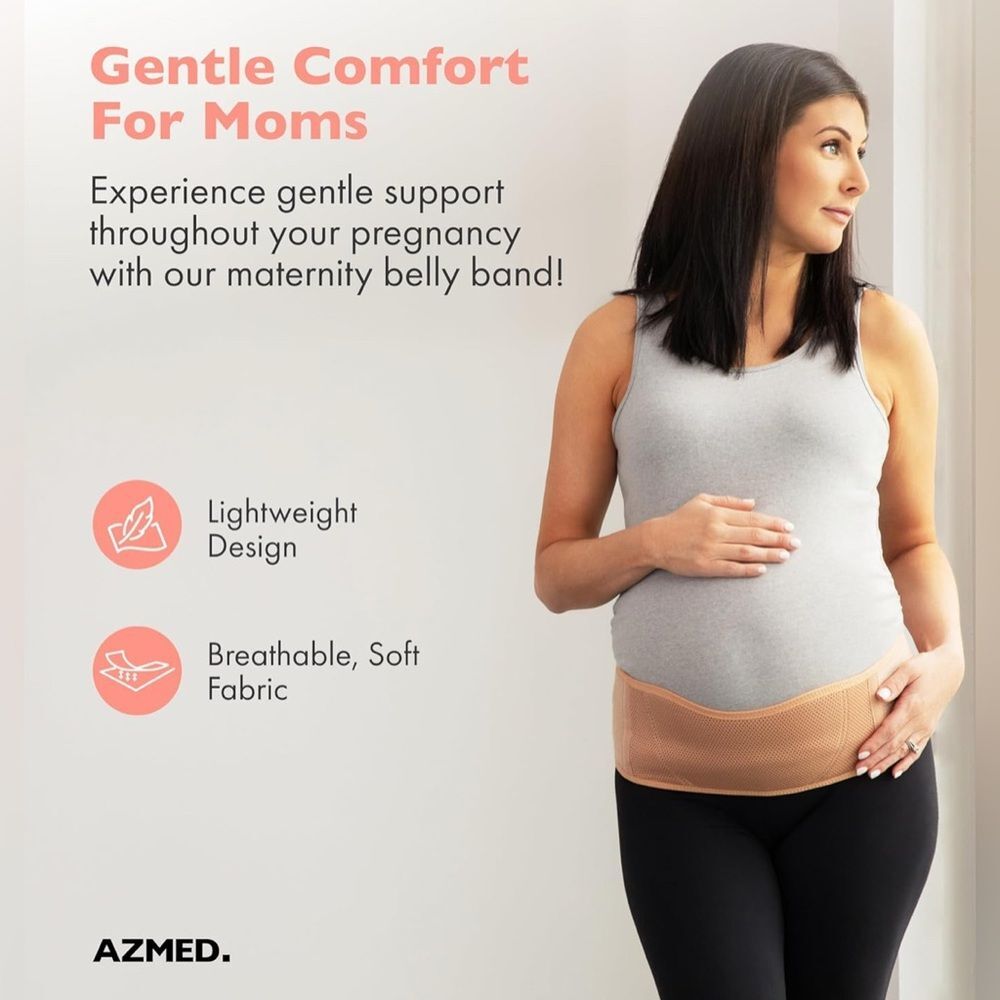 AZMED Maternity Belt Back Support - Adjustable Abdominal Binder for Pregnancy - Picture 2 of 10